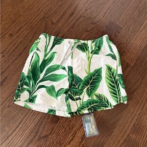 MC2 Saint Barth Green Leaf Print Swim Trunks